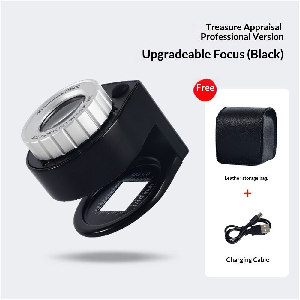 30X Rechargeable Loupe Magnifier with White LED Light and UV Light, Portable Magnifying Glass with Optical Glass Lens & Scale for Jewelry, Textile, Gems, Stamps, Coins and Plants