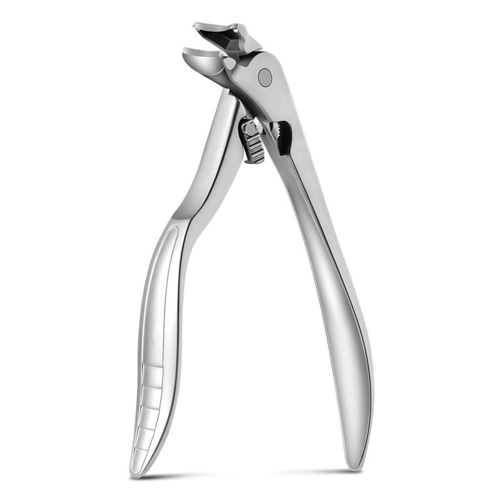 Ergonomic Nail Clipper for Seniors - Toenail Clipper for Thick Toenails and Fingernails, Long Handle Nail Clippers with Catcher, Precision Nail Trimmer for Men and Women - Silver
