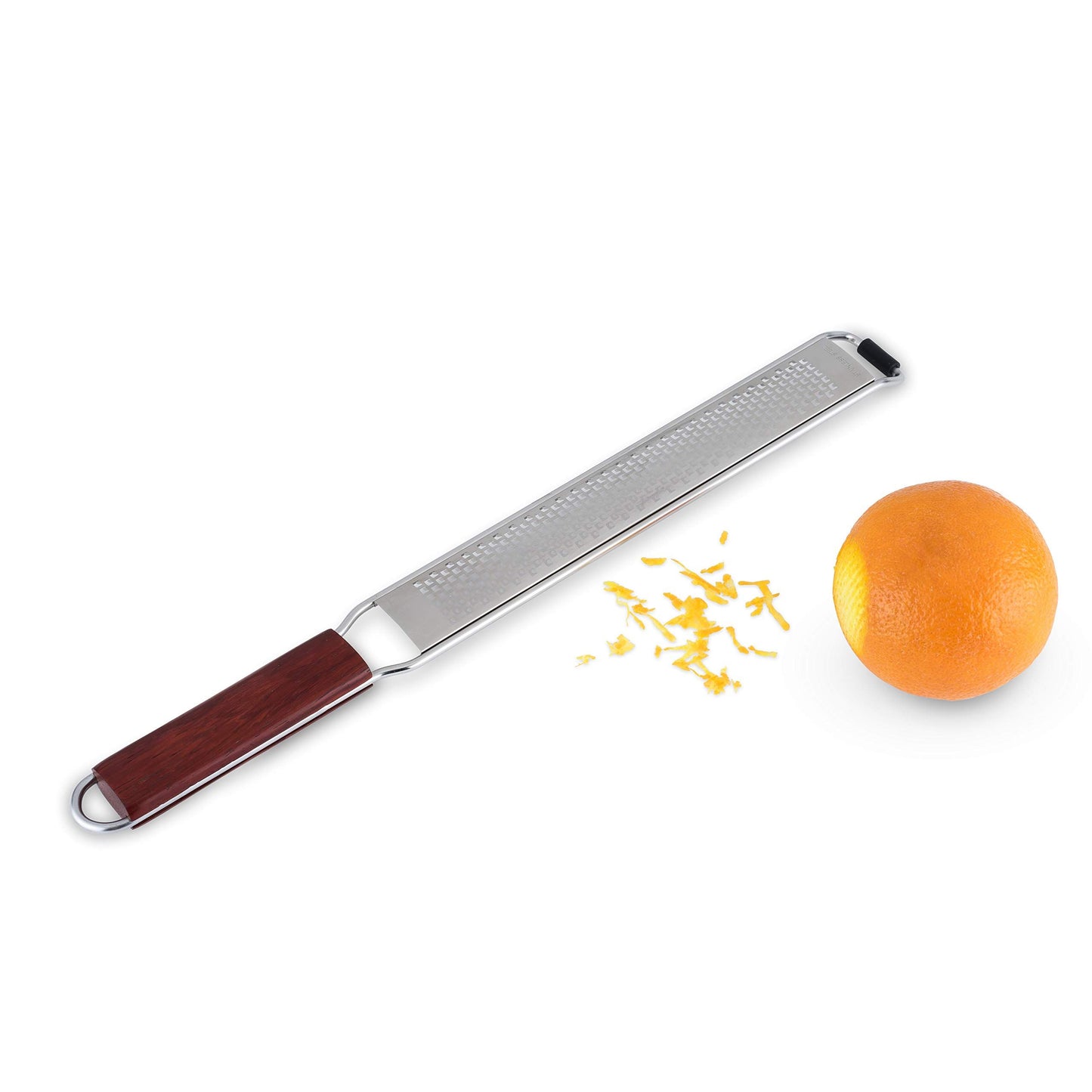 Citrus and Cheese Grater, Stainless Steel Rasp Grater with Acacia Wood Handle for Lemons, Oranges, Nutmeg & Cheese, Elegant Kitchenware for Cocktails, Cooking, & Bartender Gifts, Set of 1