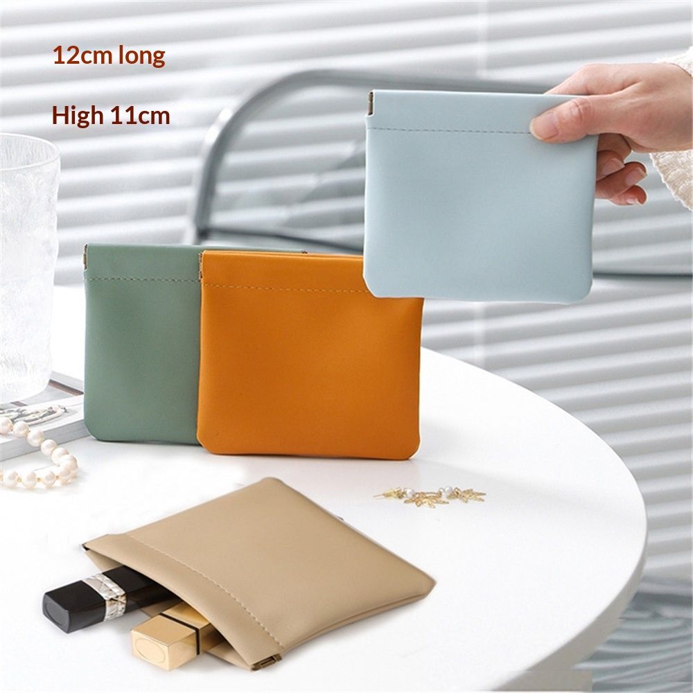 12 Pcs Pocket Cosmetic Bag Waterproof No Zipper Self Closing Makeup Bag PU Leather Cosmetic Pouch Cute Purse Makeup Bag Travel Storage for Women Cosmetics Jewelry Toiletry