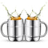 2 Pcs 304 Stainless Steel Barrels Mugs 16 oz Double Wall Coffee Cup Beer Cup with Handle for Party Travel Tumbler Tea Insulated Cold Hot Drinks