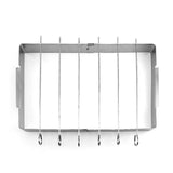 Stainless Steel BBQ Shish Kabob Set, Foldable Shish Kabob Holder with 6pcs 12.2"L Skewers, Reusable Grill Rack, Comes Skewers for Party and Cookout