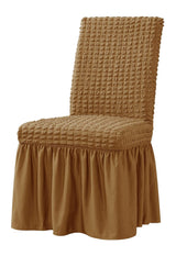 Restaurant chair cover 1-piece set elastic dining chair cover anti slip washable furniture protection cover, with skirt, suitable for hotel ceremony parties (khaki color)