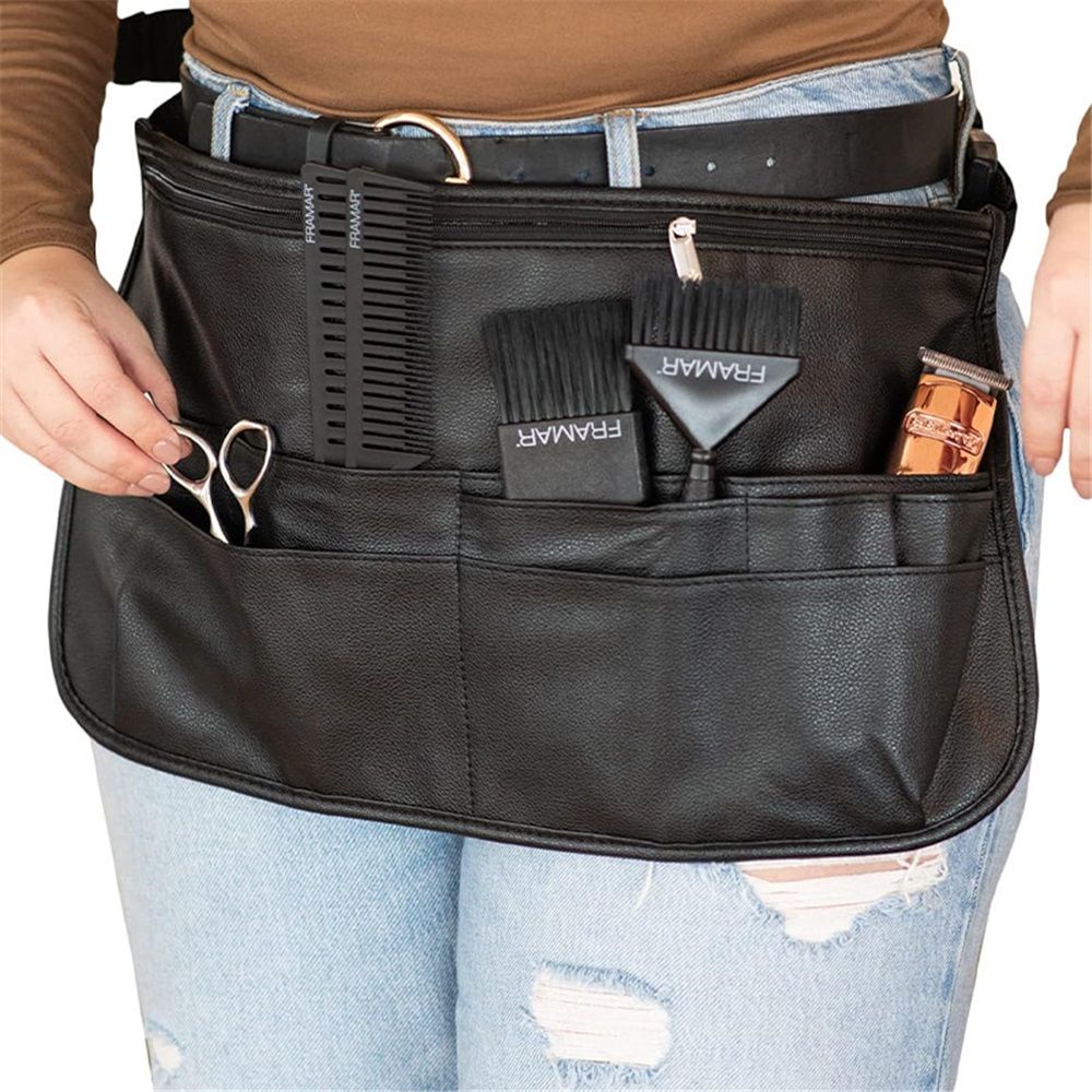 Salon Hairstylist Waist Belt with Shears Pouch, Professional Hair Stylist & Makeup Brush Belt（black）