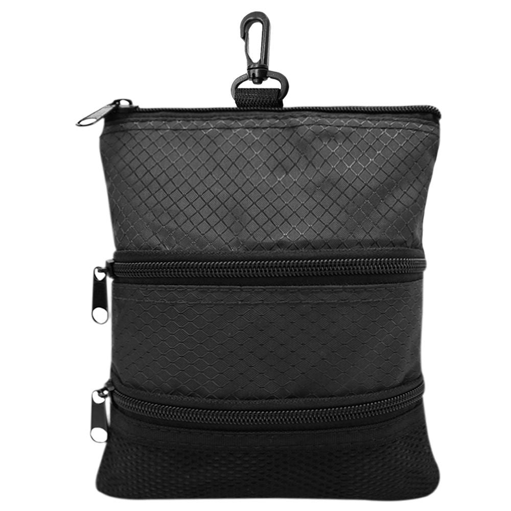 Golf Bag Accessories Valuables Pouch Bags Multi Pocket Zipper Hook  for Men Women Zipper pocket, gear clip（black）