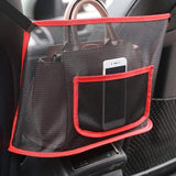 2 pack Car Net Pocket Handbag Holder,Car Backseat Organizer,Rear Seat Pet Kid Guardrail,Driver Storage Mesh Bag,Car Net Pocket Organizer For Purse and Bags (Red,Received only 2 storage bags)