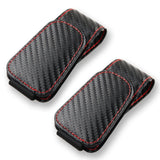 2Pcs Sunglass Holder for Car, Magnetic Leather Eyeglass Hanger Clip for Car Sun Visor, Sunglasses Holder and Ticket Card Clip for Car Visor Accessories (Carbon Fibre Black)
