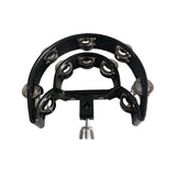 Tambourine Half Moon Mounted Double Row Bells with Mounting Eye Bolt Tambourine for Drum Set for Kids, Adults, Party
