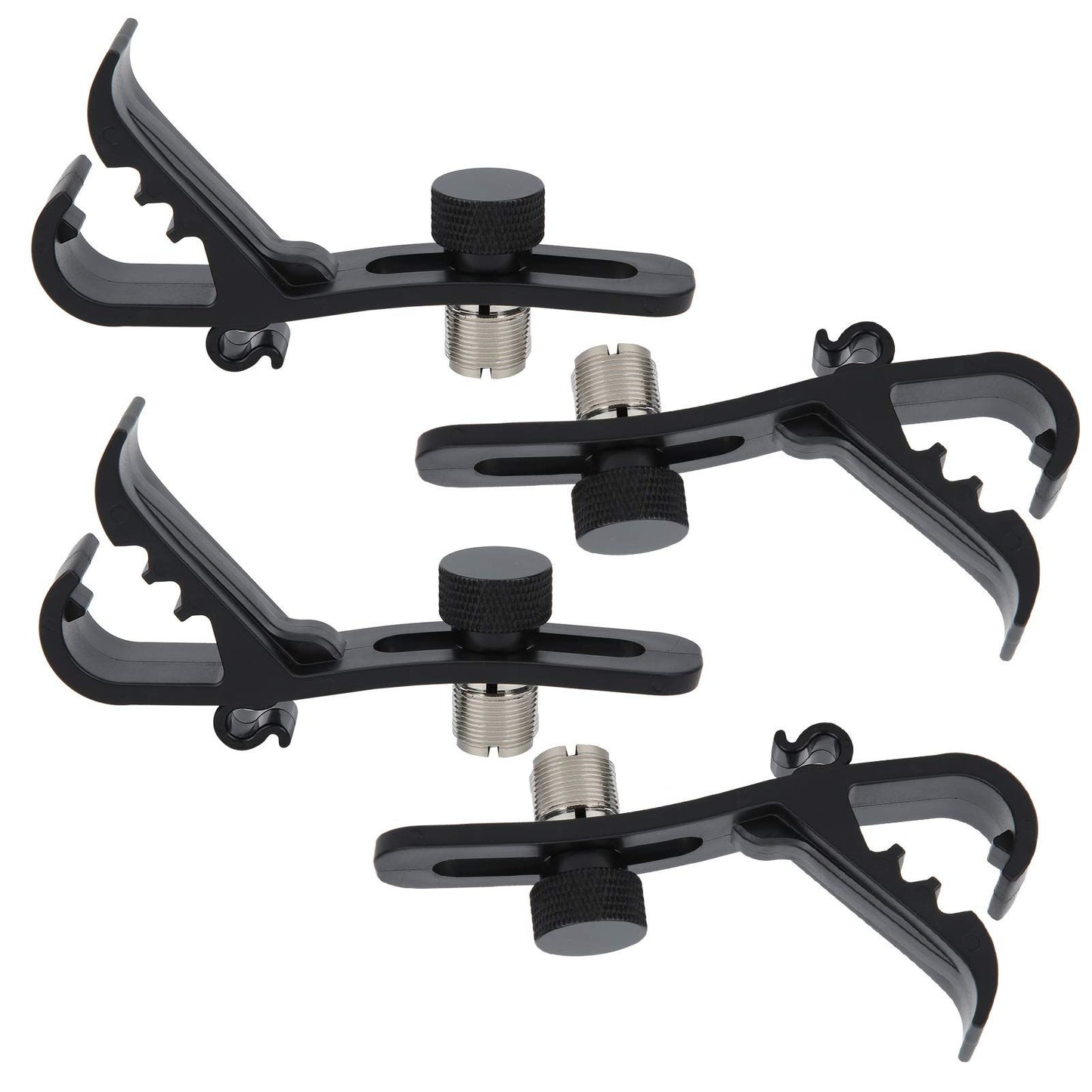 Drum Microphone Clip, 4PCS Shockproof Securing Mic Clips Drums Micro Phone Clamp Mount Holder Adjustable Compact Universal Lapel Mic Stand Rim Musical Instrument Supplies Fixing Set