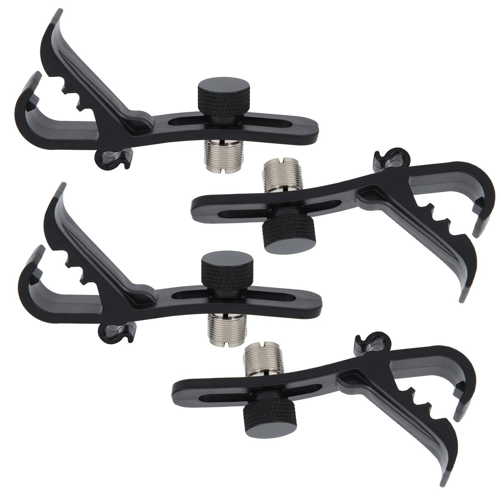 Drum Microphone Clip, 4PCS Shockproof Securing Mic Clips Drums Micro Phone Clamp Mount Holder Adjustable Compact Universal Lapel Mic Stand Rim Musical Instrument Supplies Fixing Set