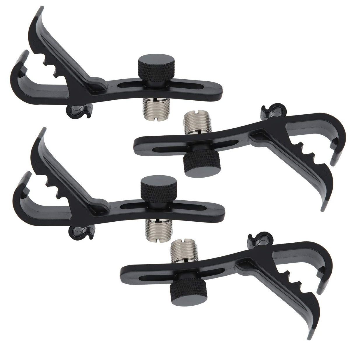 Drum Microphone Clip, 4PCS Shockproof Securing Mic Clips Drums Micro Phone Clamp Mount Holder Adjustable Compact Universal Lapel Mic Stand Rim Musical Instrument Supplies Fixing Set
