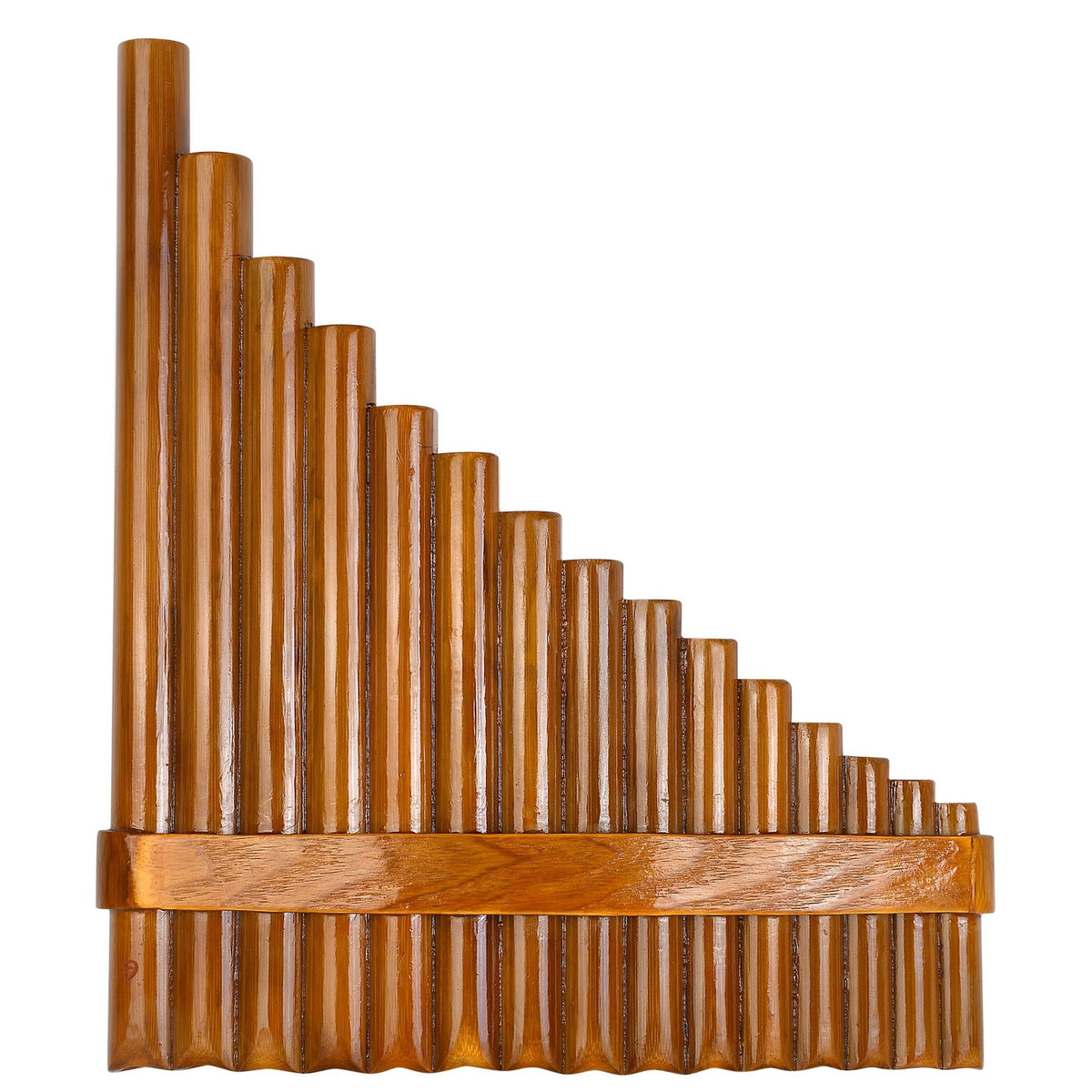 15 Pipes Brown Pan Flute G Key Chinese Traditional Musical Instrument Pan Pipes Woodwind Instrument (Right-Hand)