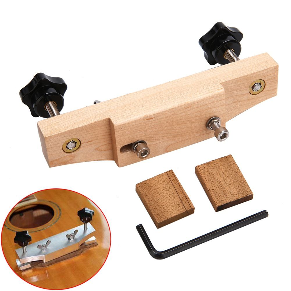 Solid Guitar Bridge Clamp, Entry Level Bridge Clamp Acoustic Luthier Tools with Cork Gasket & L-Wrench, Wooden Guitar Bridge Clamp for Classical/Acoustic Guitar Accessory Luthier Tools