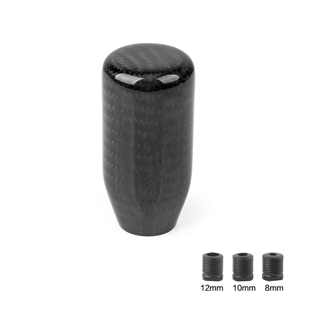 racing Carbon Fiber Shift Knob Long Modified Carbon Fiber Stand Head Gear Shift Knobs for Most Automobile with 3 Adapters (Carbon Fibers-Long, Black)