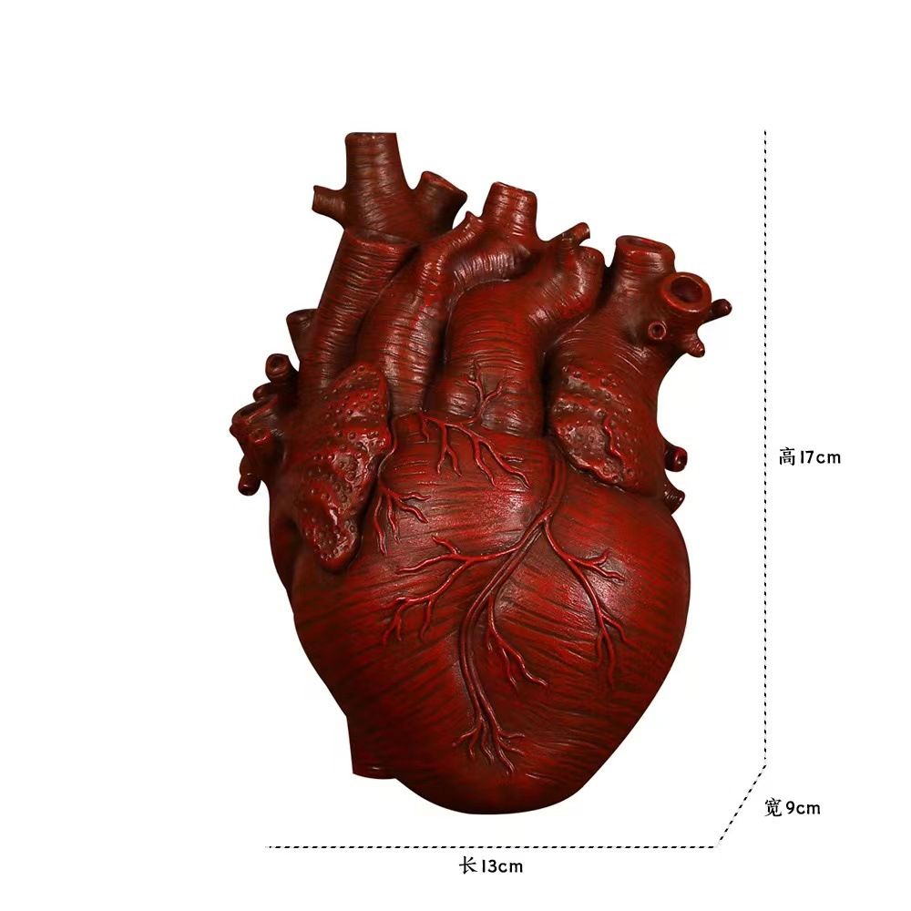 Vase Flower Vases Heart Shaped Decor Resin Flower Pot Modern Unique Nordic Art Style Decorative Vase for Home Wedding Gift Desktop Living Room Decoration - Red