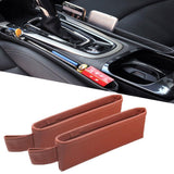 Car Seat Pockets PU Leather Car Console Side Organizer Seat Catcher Holders Compatible with Phone Key Wallet Phone Sunglasses 2 Pack (Brown)