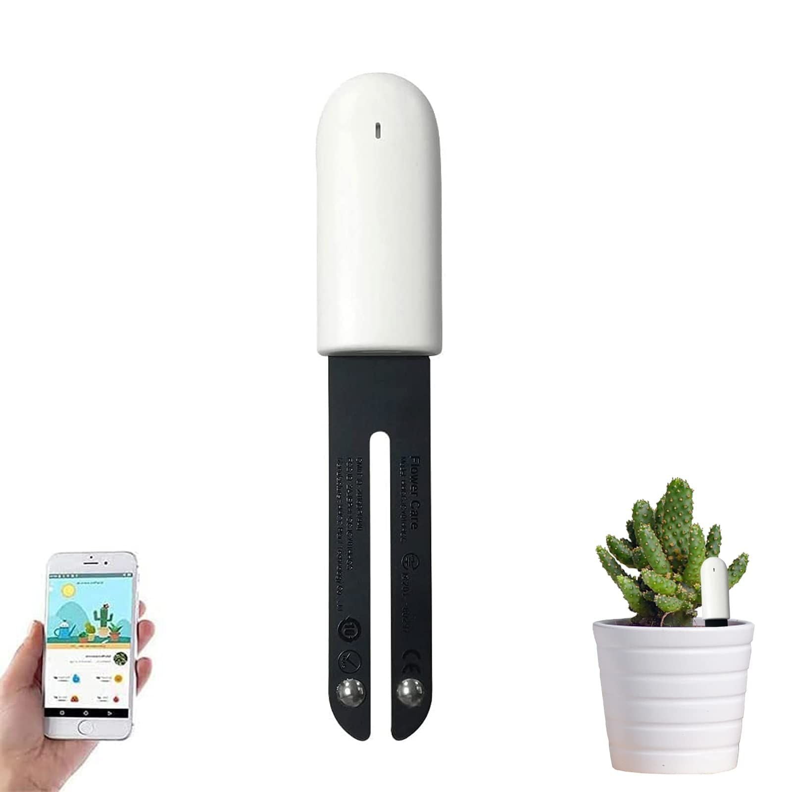 Automatically detect Moisture/Temperature/Light/Fertility,Can Connect to Mobile Phone via Bluetooth,Hygrometer Sensor for Indoor Plants (1pc)