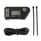 LCD Digital Hour Meter Gauge Vibration Activated,Waterproof Design,for All Vibrating Machine,Air Compressor,Generator,Lawn Mower,Motorcycle,Chainsaw (Black)