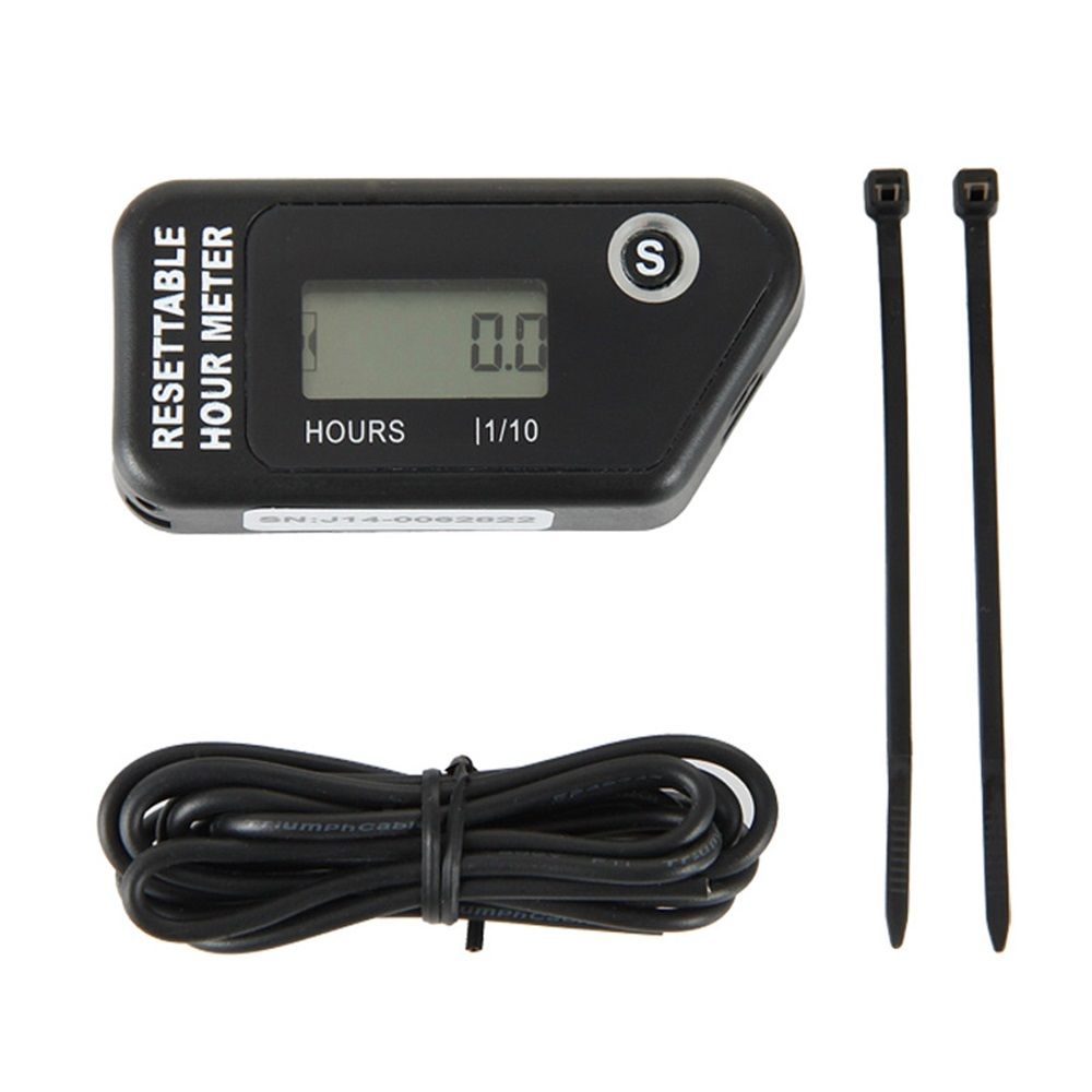 LCD Digital Hour Meter Gauge Vibration Activated,Waterproof Design,for All Vibrating Machine,Air Compressor,Generator,Lawn Mower,Motorcycle,Chainsaw (Black)