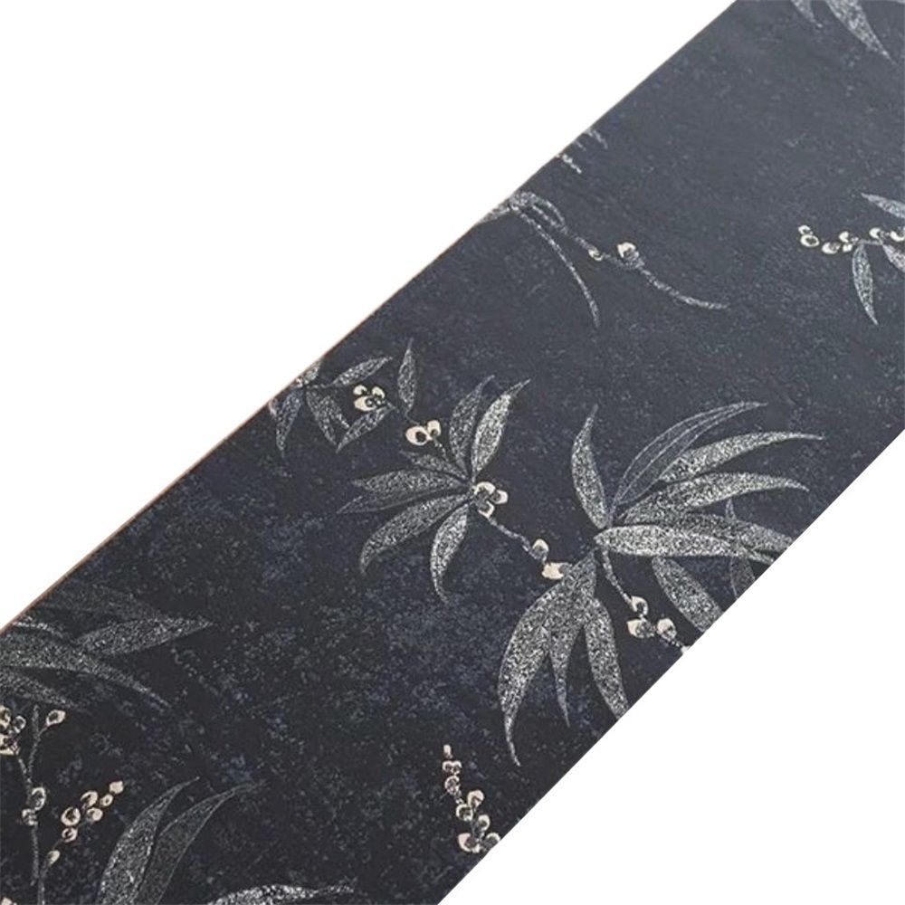 Flower black placemat, tablecloth, autumn/winter floral leaf, spring plant tablecloth, suitable for dinner and wedding decoration (28 * 150cm)