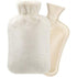 Hot Water Bottle with Soft Cover (2 Liter) , Neck Shoulders Pain Relief Hot Cold Pack for Hot and Cold Therapy and Feet Warmer Great Gift for Women and Girls（beige white）
