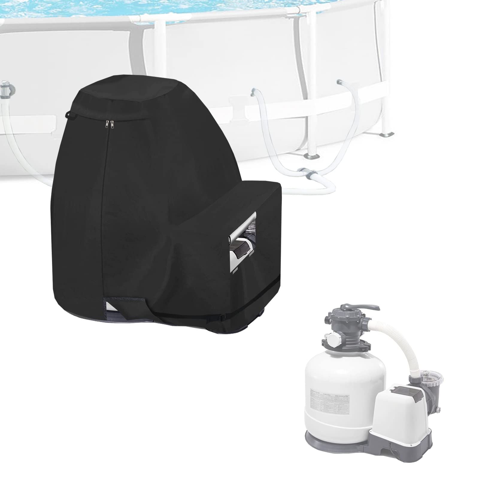 Sand Filter Pump Covers,420D Waterproof Fabric Sand Pool Filters Cover,Suitable for Most  Sands Filter Pump on Market (Black)