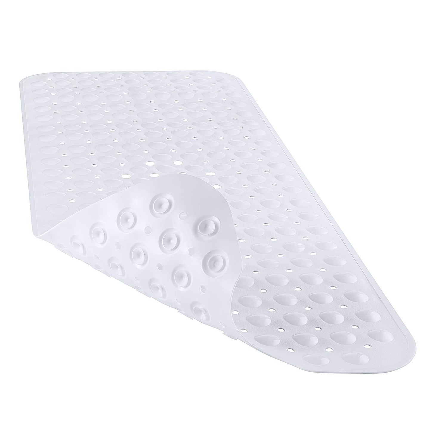 Bath Tub Mat Non Slip, 53*53cm Long Shower Mat, Machine Washable Bathmat with Drain Holes and Suction Cups, Soft on Feet, Bathroom Essentials, translucent white