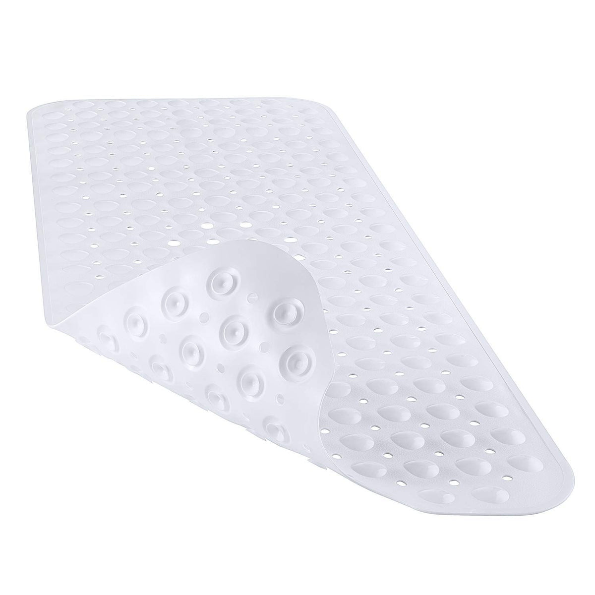 Bath Tub Mat Non Slip, 53*53cm Long Shower Mat, Machine Washable Bathmat with Drain Holes and Suction Cups, Soft on Feet, Bathroom Essentials, translucent white