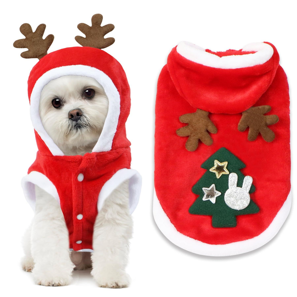 Pet Dog Christmas Clothes Costume, Dog Christmas OutfitDog Clothes for Small Medium  Warm and festive attire(L)