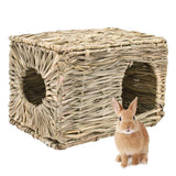 Rabbit Grass House - Natural Hand Woven Seagrass Play Hay Bed, Hideaway Hut Toy for Bunny Hamster Guinea Pig Chinchilla Ferret