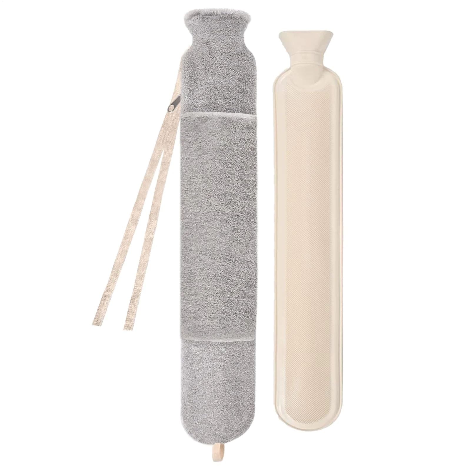 Long Hot Water Bottle,2L Leakproof Large Capacity,Warm Hot Water Bottles Pouch - for Shoulder Waist Foot Hand Leg Body Camping Bed Car Women Men Dad Mom ( Gray)
