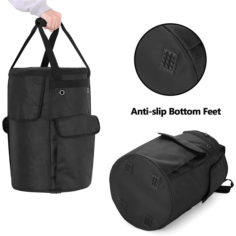 Propane Tank Cover, 20 lb Propane Gas Tank Bag with Side Flip Flap and Stable Tabletop Feature, 2 Storage Pockets, Ventilated with 4 Holes, Water & Wear Resistant, Black, Bag Only
