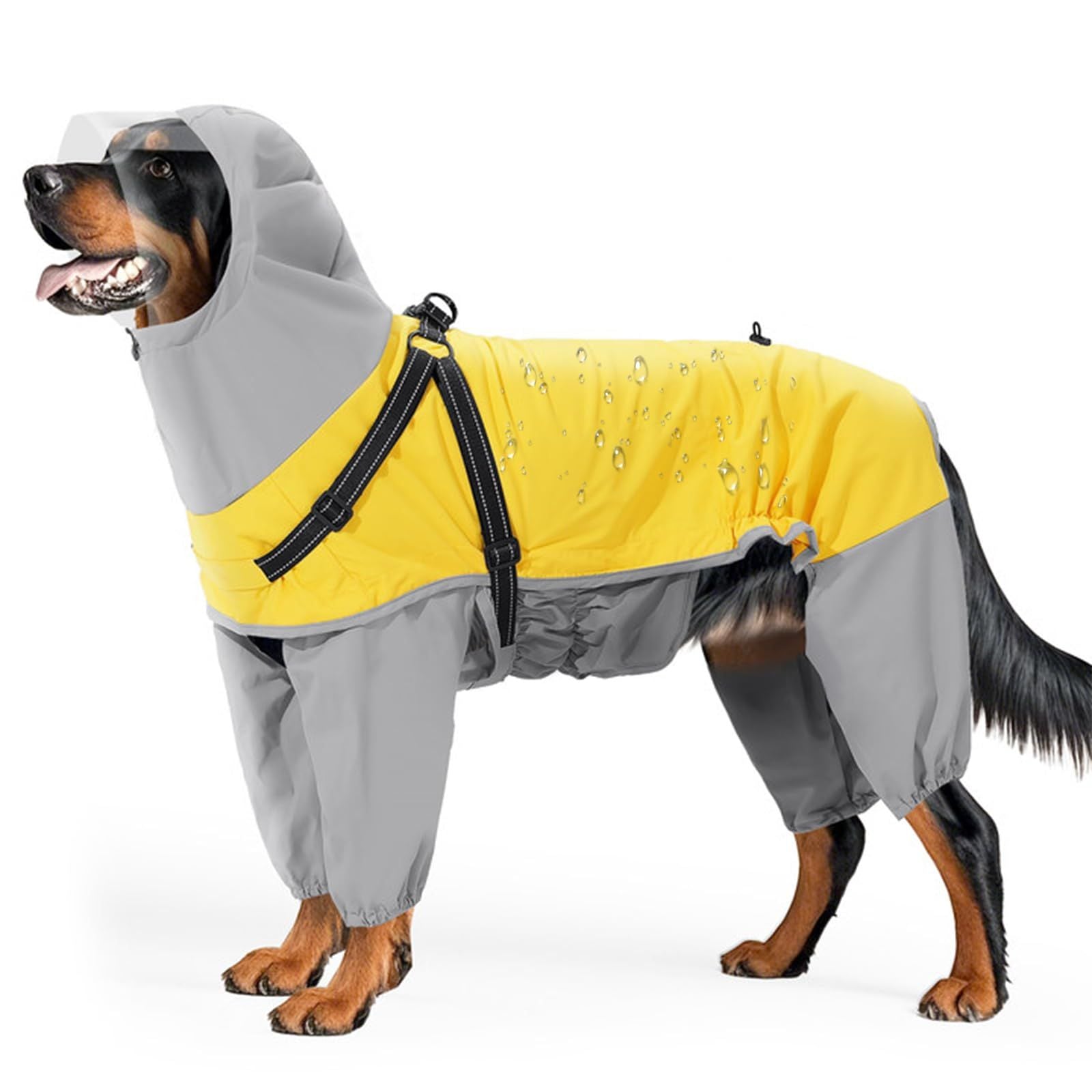 Dog Raincoat: Dog Rain Jacket with Reflective Harness & Hood | Waterproof Dogs Rain Coat Poncho for Large Medium Small Dogs Puppies (Yellow - M)