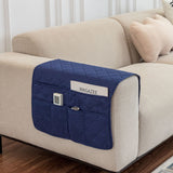Sofa Armrest Organizer with 6 Pockets, Non-Slip Couch Recliner Armchair Caddy, Washable Remote Controls Holder, Storage for Magazine, Tablet (Navy)