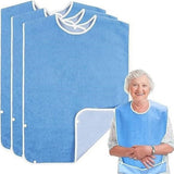 4 Pack Adult For Elderly Women Men  Cloth Bib For Eating Adjustable bib Clothing Protectors Blue