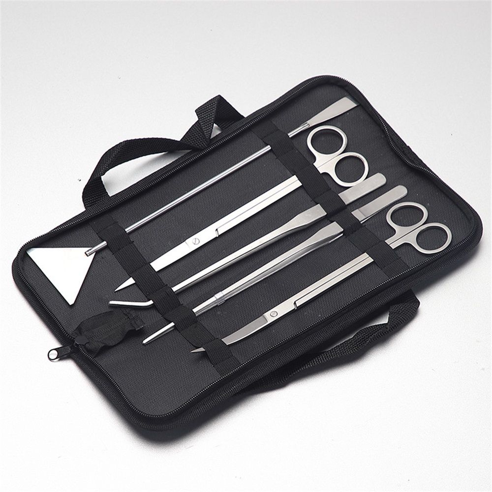 Aquascaping Tools 5 in 1 Kit Aquarium Scissors Plant Tools Curved & Straight Scissor Tweezers Spatula Stainless Steel Anti Rust Aquascape Tools for Fish Tank+zipper bag
