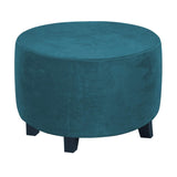 Circular lid sliding footstool protective cover storage stool elastic bottom stretch, made of velvet fabric (deep water blue small: 50-58CM)
