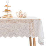 White Lace Tablecloth 70*150cm Rectangle Phoenix Tail Flower Embroidered Wedding Table Cloths for Outdoor Party Reception, Dinner Party, Baby Shower,