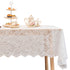 White Lace Tablecloth 70*150cm Rectangle Phoenix Tail Flower Embroidered Wedding Table Cloths for Outdoor Party Reception, Dinner Party, Baby Shower,