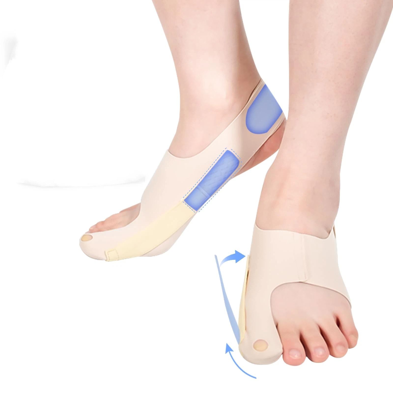 Bunion Corrector, Big Toe Valgus Corrector 1Pair, Toe Separator, Bunion Relief Toe Straightener for Athletes and dancers, Women's Toe Socks, (L)skin color