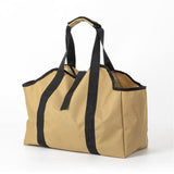 Firewood Carrier Bag Waxed Canvas Waterproof Extra Large Log Carrier Holder Freestanding Tote Bag for Firewood（khaki）