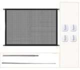 Mesh Dog Gates for Pets, Magic Pet Gate for The House, Portable Puppy Safety Fence Guard for Stairs and Doorways, Easy Install Anywhere, 4 Hooks 2 Stainless Steel Poles（110*72cm）