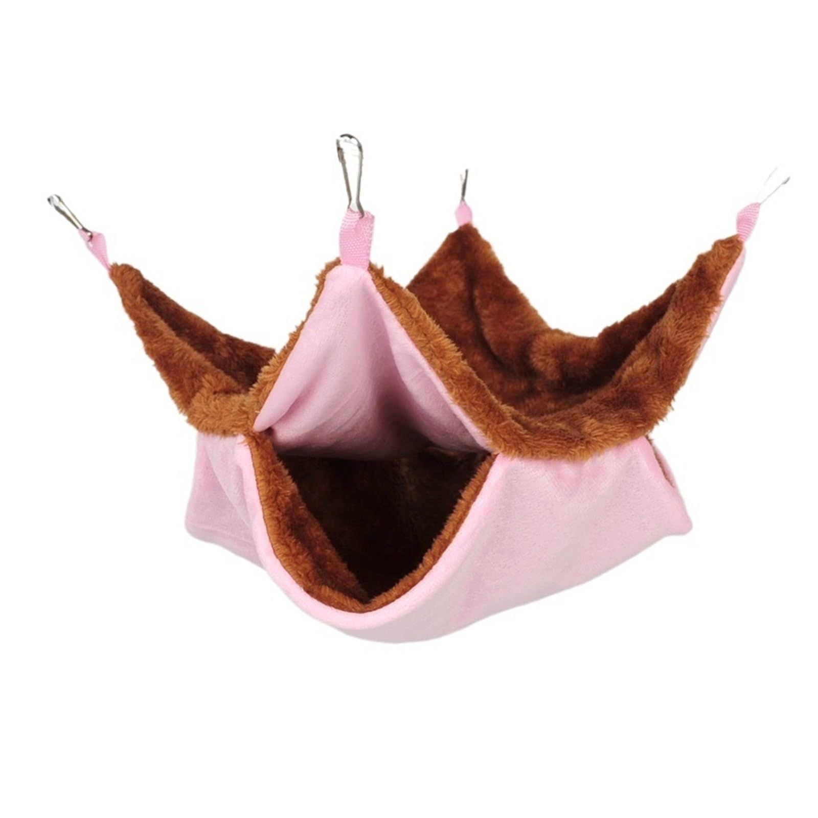 Double Layer Plush Squirrel Nest Bed Warm Sugar Glider Hammock for Pets Cozy Hanging Pet Bed Pink for Indoor Use