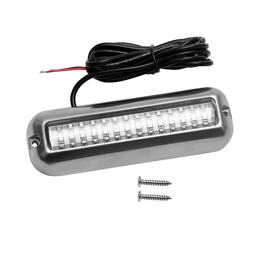 42LED Waterproof 316 Stainless Steel Trim Ring Boat High-Intensity LED Underwater Light Clear Lens Pontoon Marine/Boat Transom (Blue)