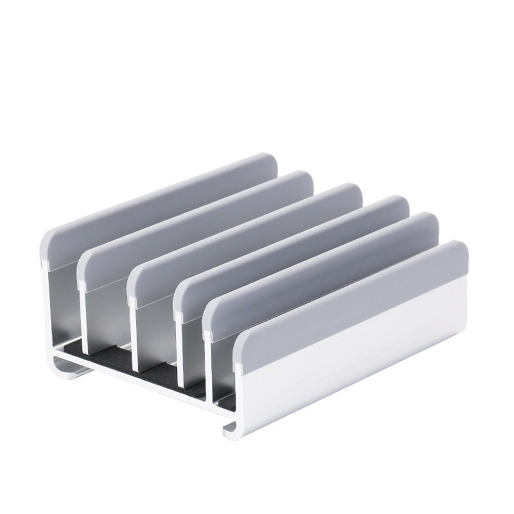 Adjustable Laptop Stand - Fits 5 Devices, Modern Design, Tool Free Adjustment, Protective & Stable | Grey (Grey, 5 Slots)