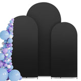Arch Backdrop Cover Set, 4FT, 5FT, 6FT Wedding Spandex Fitted Covers for Round Top Arch Stand, Arches Backdrop Cover for Birthday Baby Ceremony Banquet Shower Event(Black)Excluding balloons