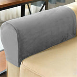 2 Pack Thick Velvet Stretch Armrest Covers for Chairs and Sofas - Non Slip, Grey Stretch Armrest Covers for Chairs and Sofas Couch Arm Covers for Sofa