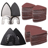 104Pcs Oscillating Tool Detail Sanding Pads Kit 2Pcs Triangle Sanding Pads and 2Pcs Finger Sanding Pad 100Pcs Multitool Sandpaper Grit Fit for Finishing Wood Sanding Plaster