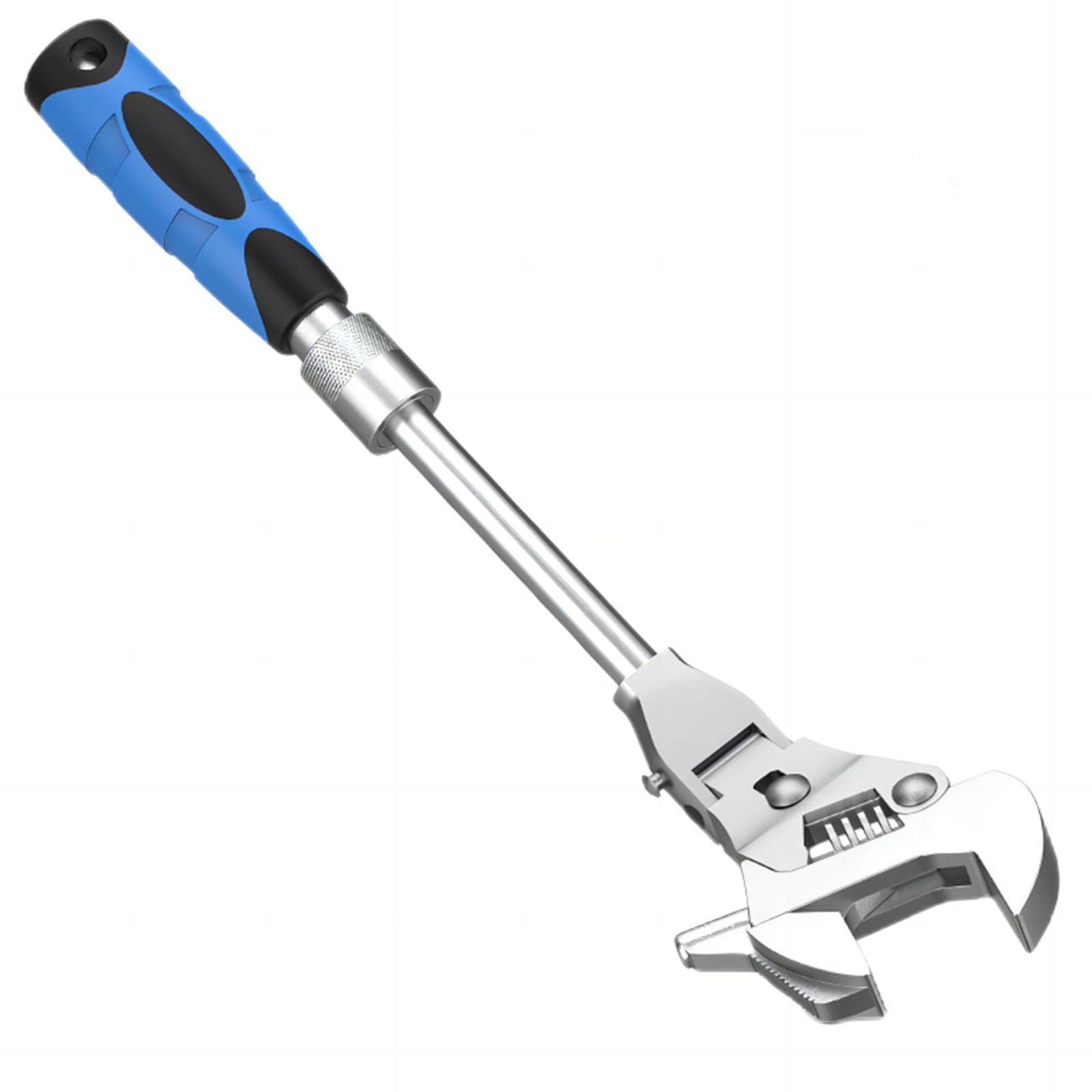 5 in 1 Flex Head Adjustable Wrench, Reversible Jaw Pipe Wrench with  Retractable Extension Shank and 180⁰ Rotatable Head
