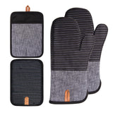 4PCS Oven Mitts and Pot Holders, Silicone Oven Gloves,  Heat Resistant Oven Mitts Sets, Non-Slip Silicone Textured Grip, (Black)